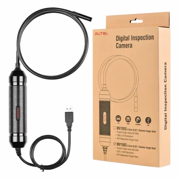 Autel MaxiVideo MV108S Videoscope / Borescope - 2MP 1920x1080, IP67 Waterproof Industrial Videoscope, 39.37'' Flexible Snake Cable, 8.5mm Lens, Compatible w/Autel Scanner & PC - Image 2