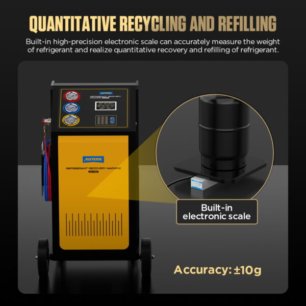 AUTOOL LM707 AC Refrigerant Recovery Machine - Precision R-134a Recovery & Refill, Smart Control Panel - Image 7