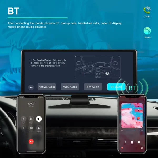 11.3" IPS Screen CarPlay/Android Auto Monitor with 4K Recording, GPS, and Split Screen | IOS & Android Compatible - Image 3