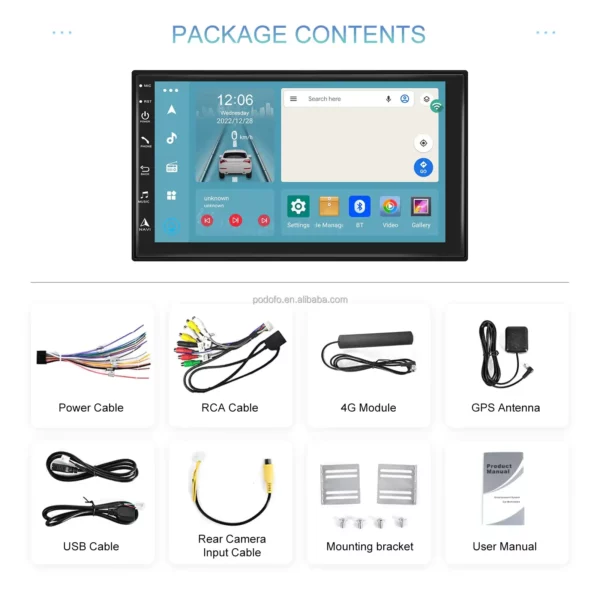 7" 2Din 8-Core 4+64GB Android Car Stereo with Wireless CarPlay/Android Auto, 4G WiFi, DSP, GPS, and AI Voice Control | IOS & Android Compatible - Image 18