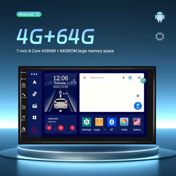 7" 2Din 8-Core 4+64GB Android Car Stereo with Wireless CarPlay/Android Auto, 4G WiFi, DSP, GPS, and AI Voice Control | IOS & Android Compatible - Image 13