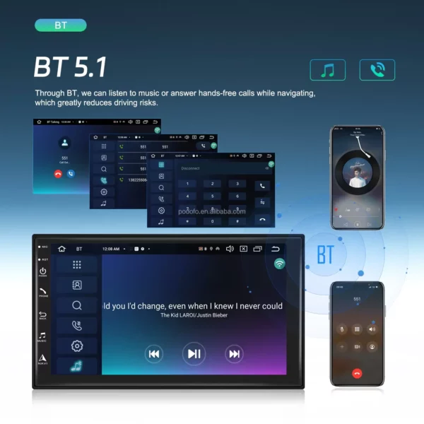 7" 2Din 8-Core 4+64GB Android Car Stereo with Wireless CarPlay/Android Auto, 4G WiFi, DSP, GPS, and AI Voice Control | IOS & Android Compatible - Image 9
