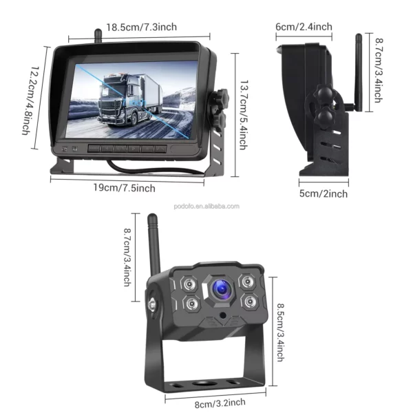 7" IPS 1080P HD Wireless Backup Monitor Kit with Waterproof Night Vision Rear View Camera 50m – Ideal for Trucks, RVs, and Buses - Image 11
