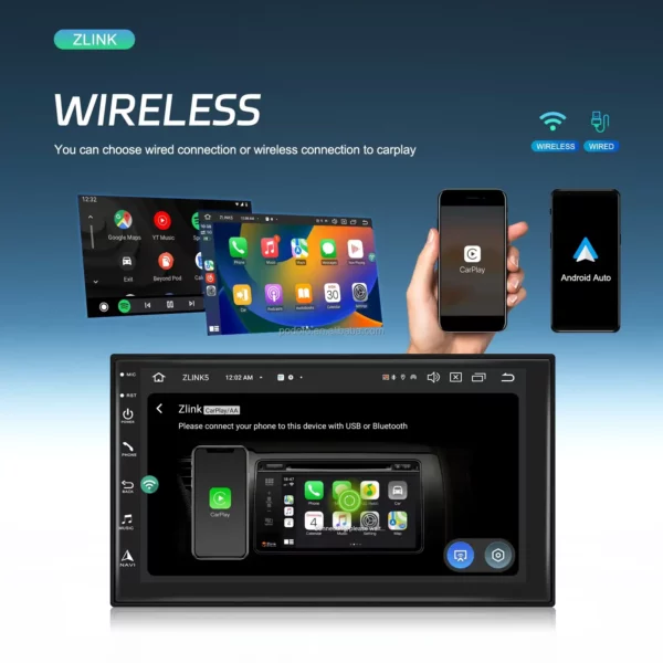 7" 2Din 8-Core 4+64GB Android Car Stereo with Wireless CarPlay/Android Auto, 4G WiFi, DSP, GPS, and AI Voice Control | IOS & Android Compatible - Image 2