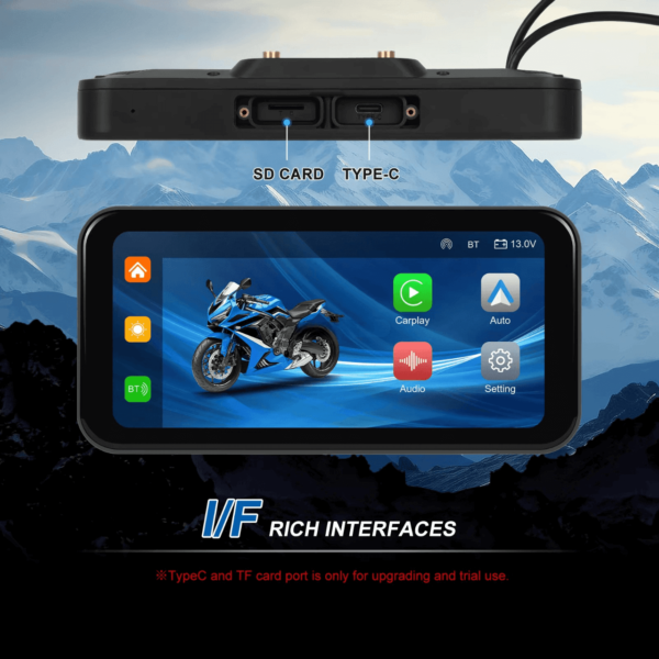 6.25" Portable Wireless Motorcycle DVR | CarPlay & Android Auto | IP67 Waterproof & Dustproof | Steering Wheel Control | IPS LCD Display - Image 11