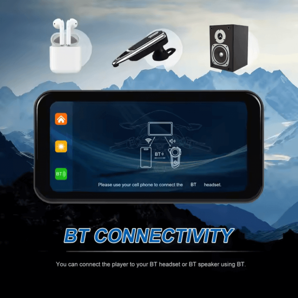 6.25" Portable Wireless Motorcycle DVR | CarPlay & Android Auto | IP67 Waterproof & Dustproof | Steering Wheel Control | IPS LCD Display - Image 4