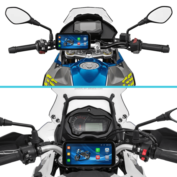 6.25" Portable Wireless Motorcycle DVR | CarPlay & Android Auto | IP67 Waterproof & Dustproof | Steering Wheel Control | IPS LCD Display - Image 13